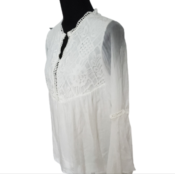 NWL SILK AND LACE  BOHO IVORY  BLAUSE ( SIZE S ) - Picture 5 of 10